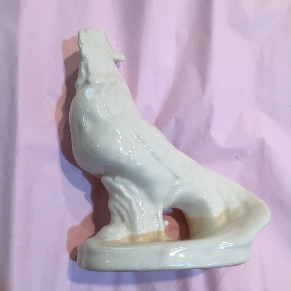 🌵BOGO🌵Vtg cream white rooster pottery planter